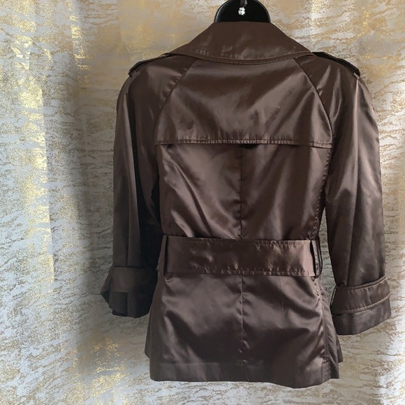 ZARA Chocolate Metallic Brown Belted Spring/Fall Coat/Jacket Size M - Picture 6 of 13